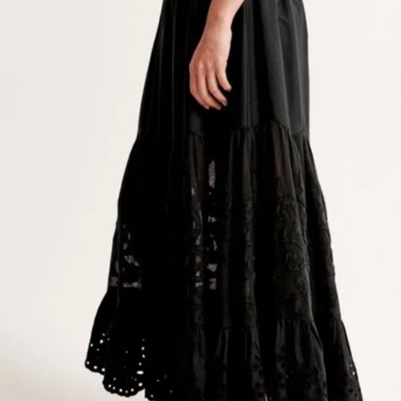 Abercrombie & Fitch Black Elevated Lace Maxi Skirt, Size XXSP - Picture 2 of 7